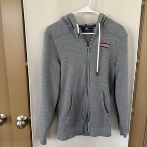 Vineyard Vines Womens XS‎ Grey Full Zip Up Logo Hoodie Sweatshirt Pockets